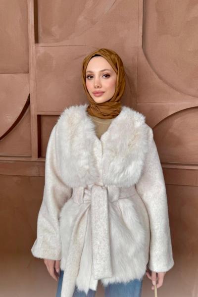 KÜRKLÜ GOLDFOX KABAN  Krem