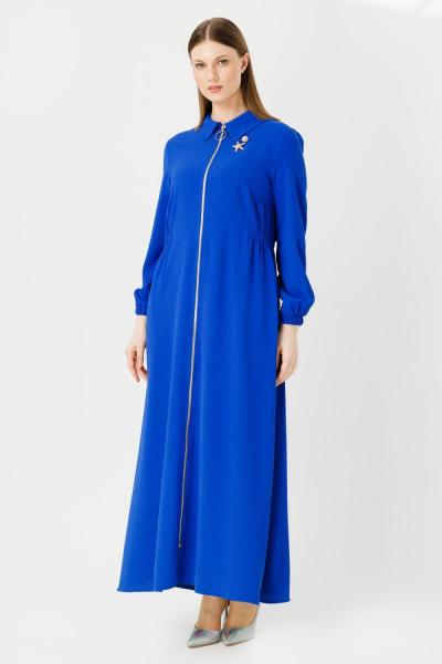 MÜSEMMA  BÜYÜK BEDEN  LARA ELBİSE Saks Mavisi