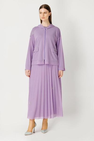 MÜSEMMA BÜYÜK BEDEN ETEKLİ  HAYAL TAKIM Lila