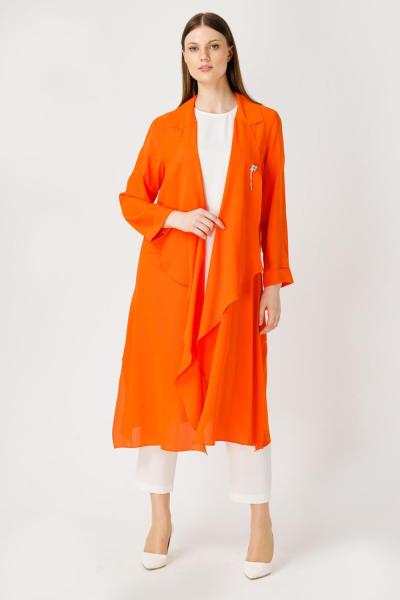 MÜSEMMA BÜYÜK BEDEN YILDIZ HIRKA  Turuncu