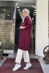 NAKIŞ DETAYLI MERSERİZE HIRKA  Bordo