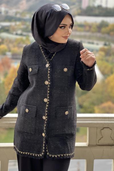 NEFİSE ANGORA ŞIK HIRKA  Siyah