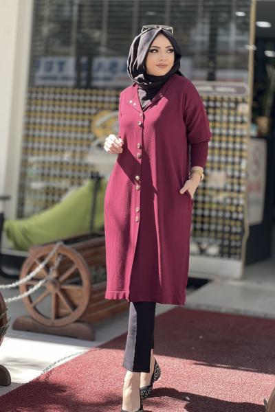 Nefise Merserize hırka   Bordo