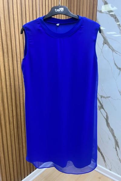 Önü şifonlu içlik  Saks Mavisi