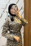 OTTO LEOPAR DESENLİ YANLARI FIRFIR DETAYLI ELBİSE Leopar