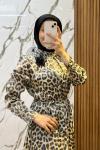OTTO LEOPAR DESENLİ YANLARI FIRFIR DETAYLI ELBİSE Leopar
