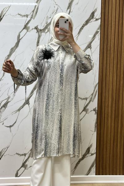 OTTO PUL PAYET BRUŞLU GÖMLEK  Gri