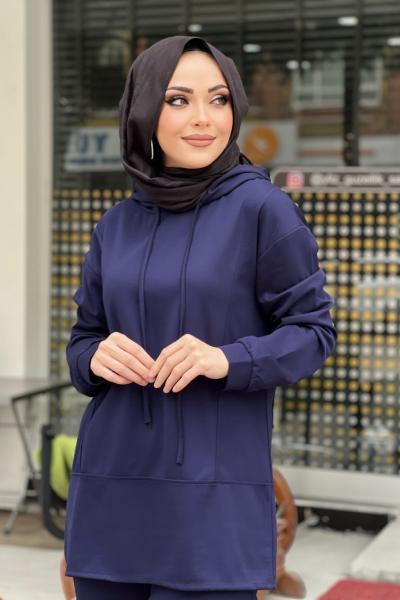 OYSHO BİYELİ KAPÜŞONLU TAKIM Lacivert
