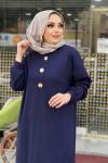 OYSHO GOLD DÜĞMELİ ELBİSE  Lacivert