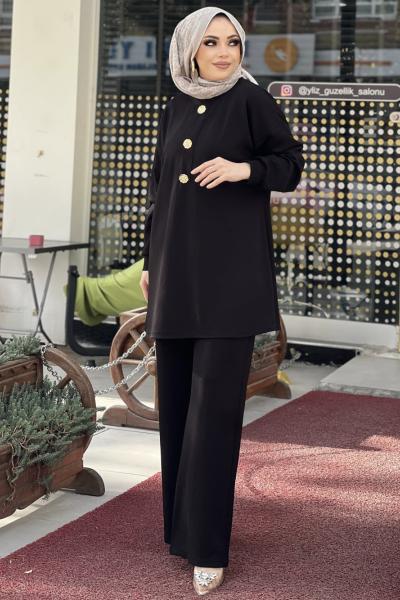 OYSHO ÖNÜ GOLD DÜĞMELİ TAKIM  Siyah