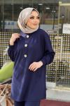 OYSHO ÖNÜ GOLD DÜĞMELİ TAKIM  Lacivert