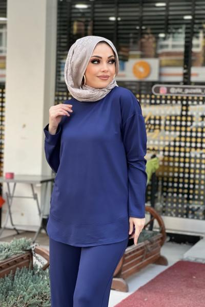 OYSHO VOLANLI PANTOLONLU TAKIM  Lacivert