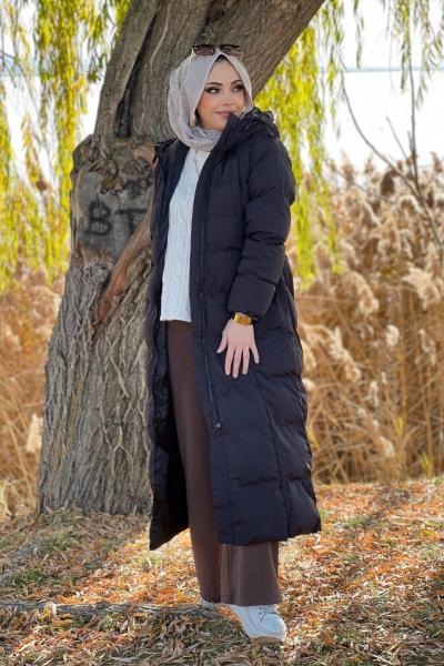 Şişme mont tam boy Siyah