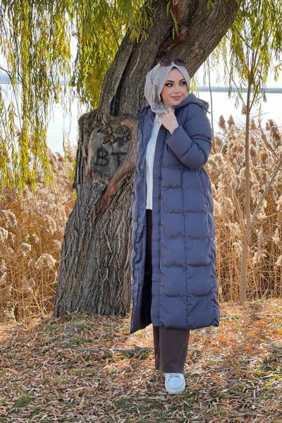 Şişme mont tam boy Antrasit