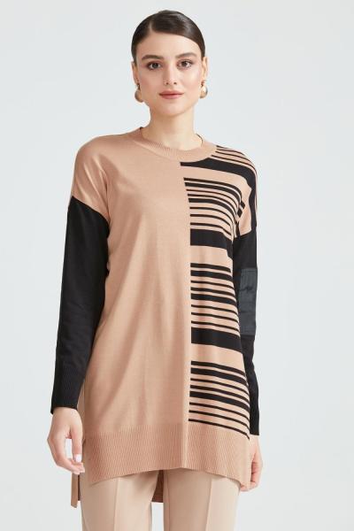 TIĞ TRİKO TUNİK KOLU CEP DETAYLI Camel