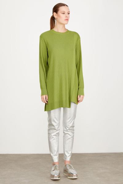 TIĞ TRİKO ASİMETRİK TUNİK  Yeşil