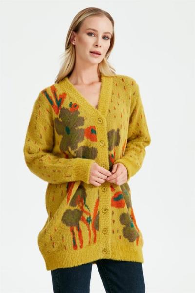 Tığ triko hırka  Yağ Yeşili