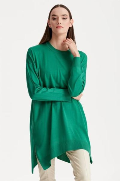 TIĞ TRİKO Düşük Kol Triko Tunik FUŞYA Yeşil