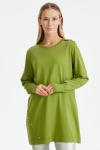 TIĞ TRİKO DÜĞME DETAYLI BASİC RAYON TUNİK K.YEŞİL Yeşil