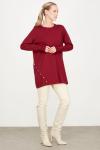 TIĞ TRİKO DÜĞME DETAYLI BASİC RAYON TUNİK K.YEŞİL Mürdüm