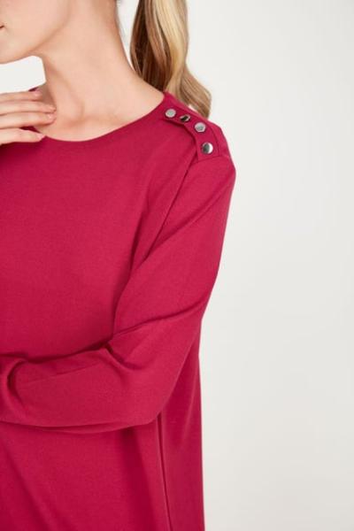 TIĞ TRİKO DÜĞME DETAYLI BASİC RAYON TUNİK K.YEŞİL Fuşya