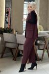 TIĞ TRİKO TEK DÜĞMELİ YELEK PANTOLON  Bordo