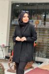TIĞ TRİKO SİM DETAYLI HIRKA  Siyah
