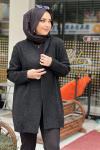 TIĞ TRİKO SİM DETAYLI HIRKA  Siyah