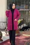 TIĞ TRİKO KAPÜŞONLU TRİKO HIRKA  Fuşya