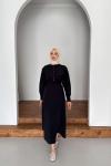 Verev bağlamalı kuşaklı tasarım etekli takım  Siyah