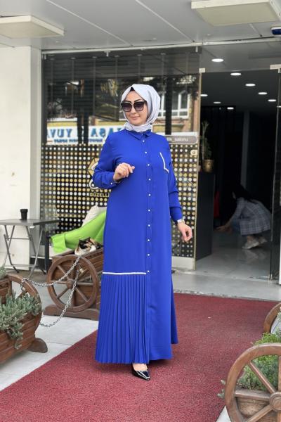 Yaze Pilise elbise  Saks Mavisi