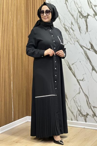 Yaze Pilise elbise  Siyah