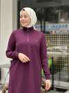 Armine trend uzun tunik Ribanalı  Mürdüm