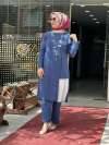 çiçek kolye takım  indigo