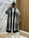 ekose hırka çizgili kimono Siyah