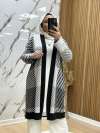 ekose hırka çizgili kimono Siyah