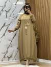 Keten elbise kolyeli  Camel