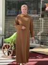 Omuzu taşlı elbise  Camel