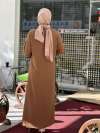 Omuzu taşlı elbise  Camel