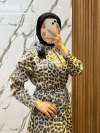 OTTO LEOPAR DESENLİ YANLARI FIRFIR DETAYLI ELBİSE Leopar
