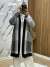 ekose hırka çizgili kimono Siyah